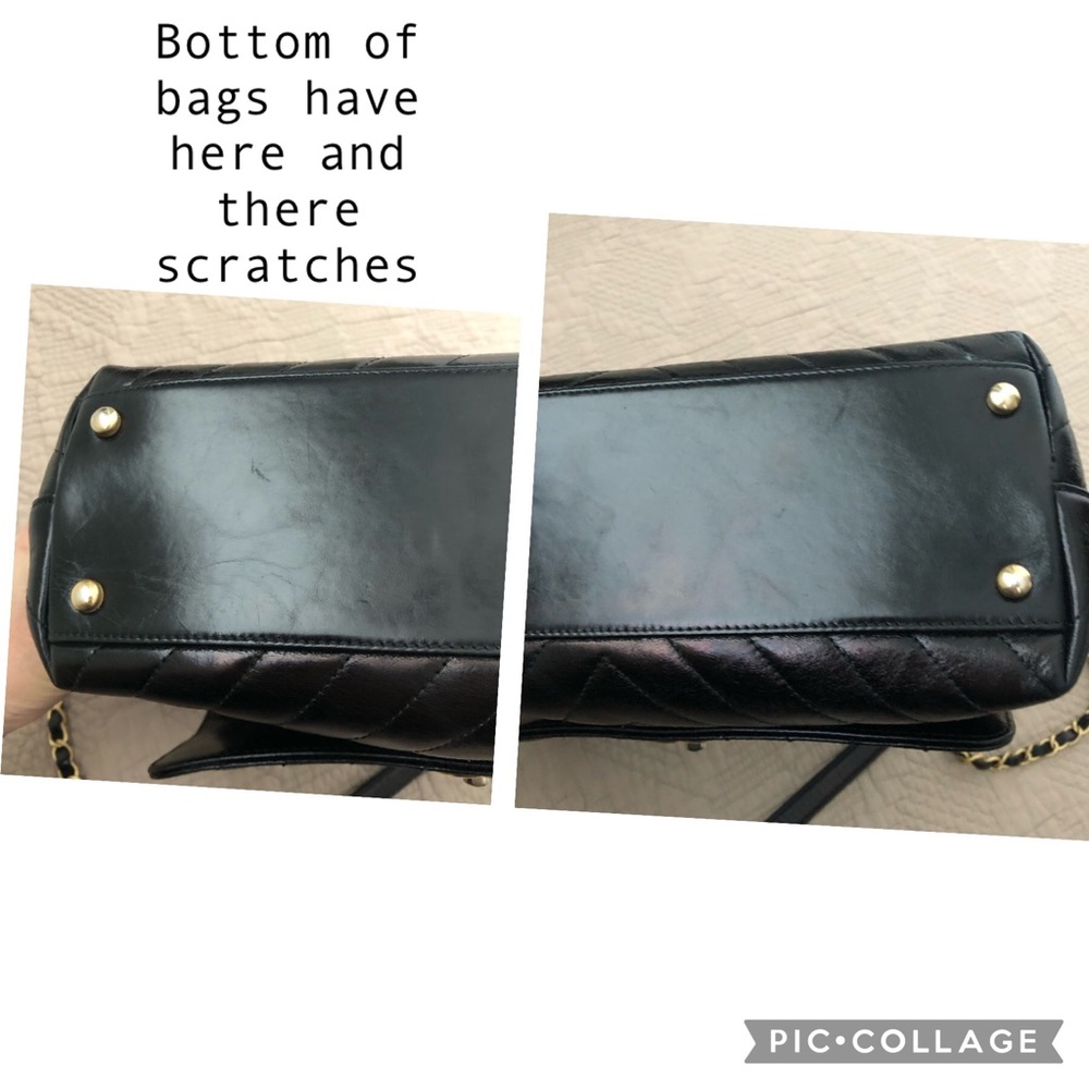 Chanel Coco top handles chevron Iridescent calfskin Leather flap small size bag. - Picture 16 of 17